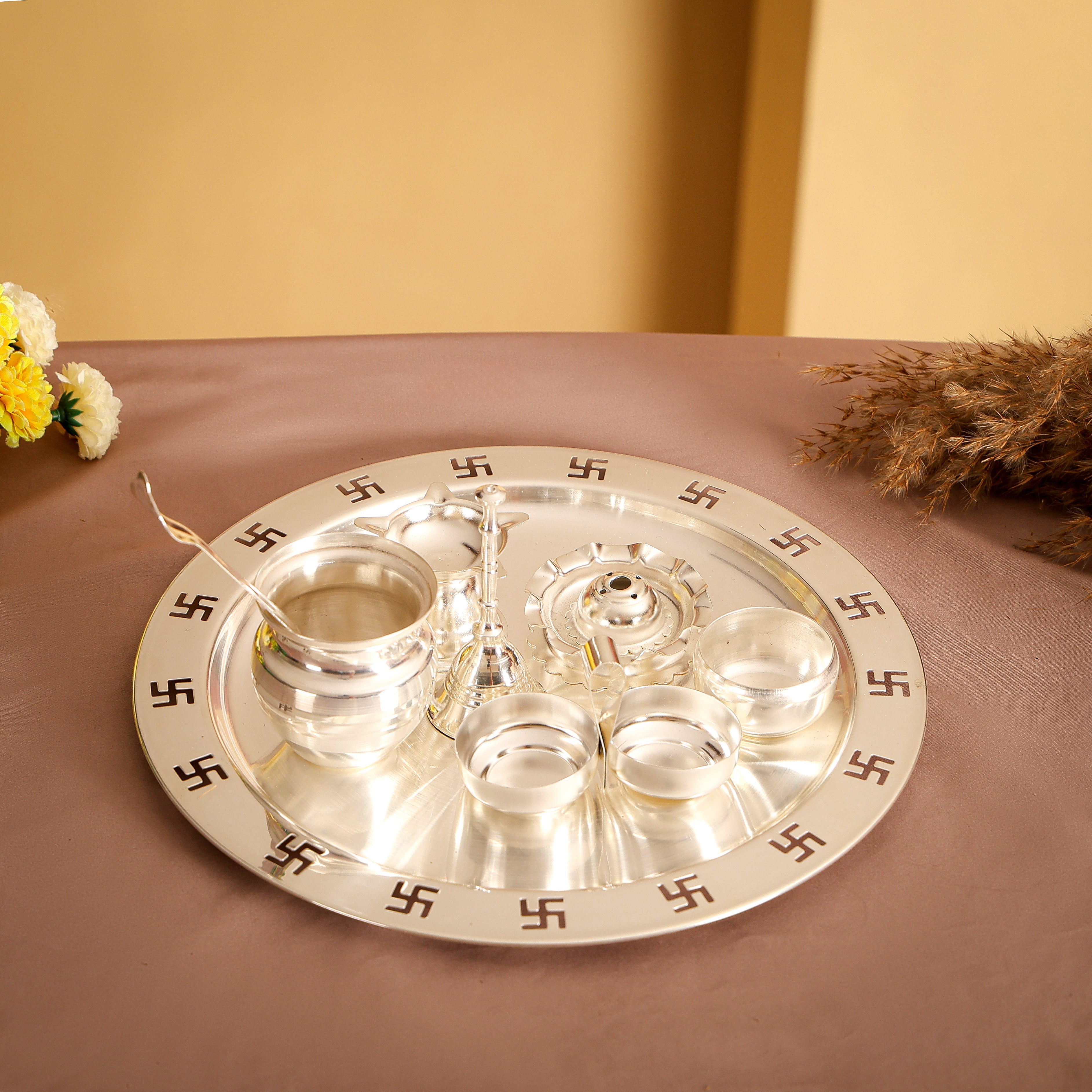 Elegant Pooja Thali -100% Made in Brass