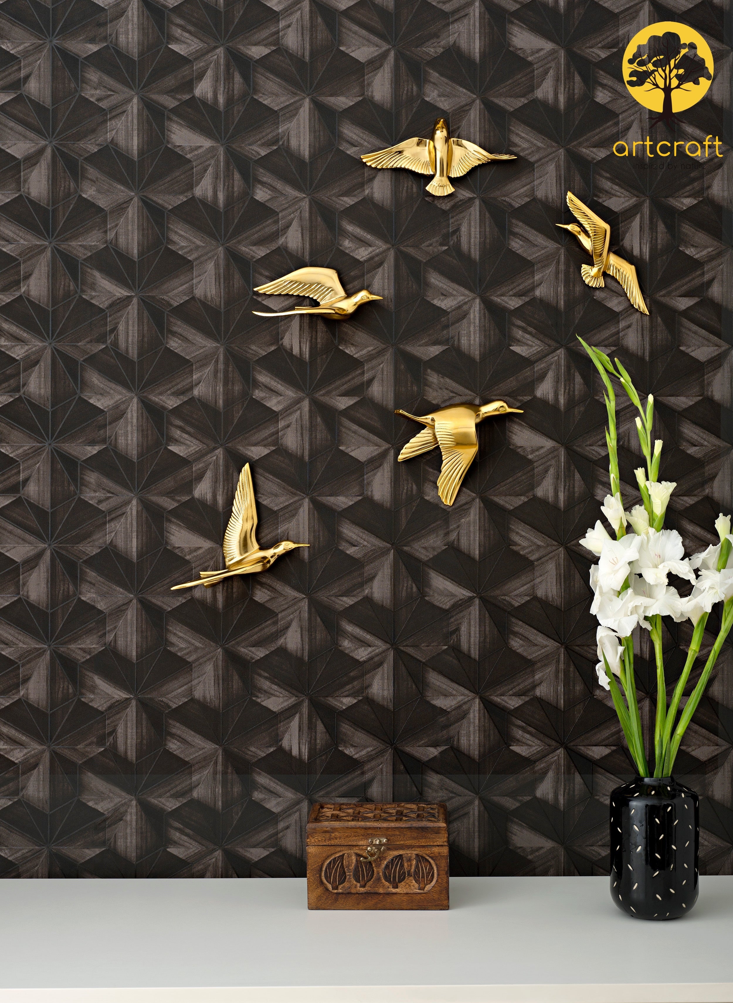 Pigeon Wall Decor- Flying Birds - 100% Made From Brass