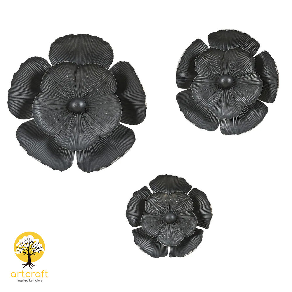 Black Viola Wall Flower Decor - 100% Made From Brass