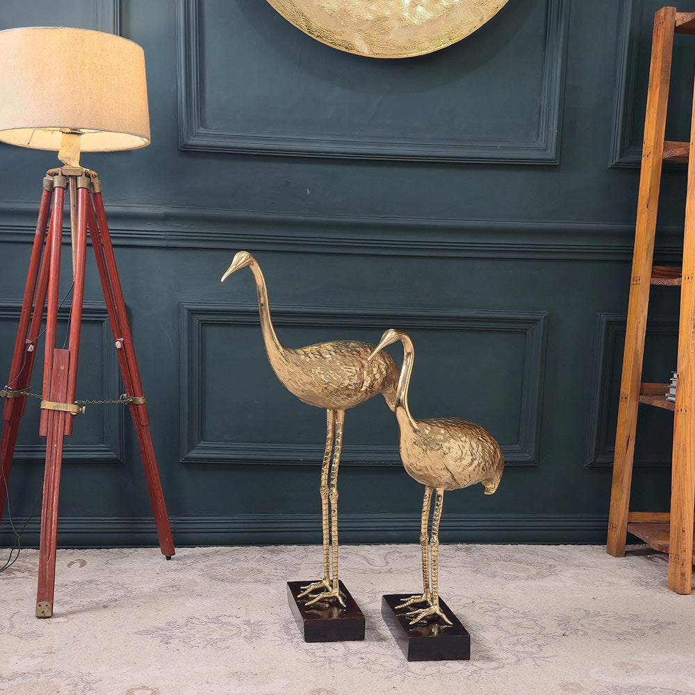 Standing Crane Bird Sculpture - Made from 100% Pure Brass