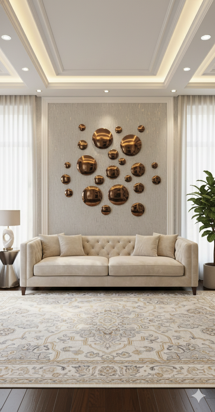 Dew Drops Sculptural Handcrafted Wall Accent - 100% Made in Pure Brass