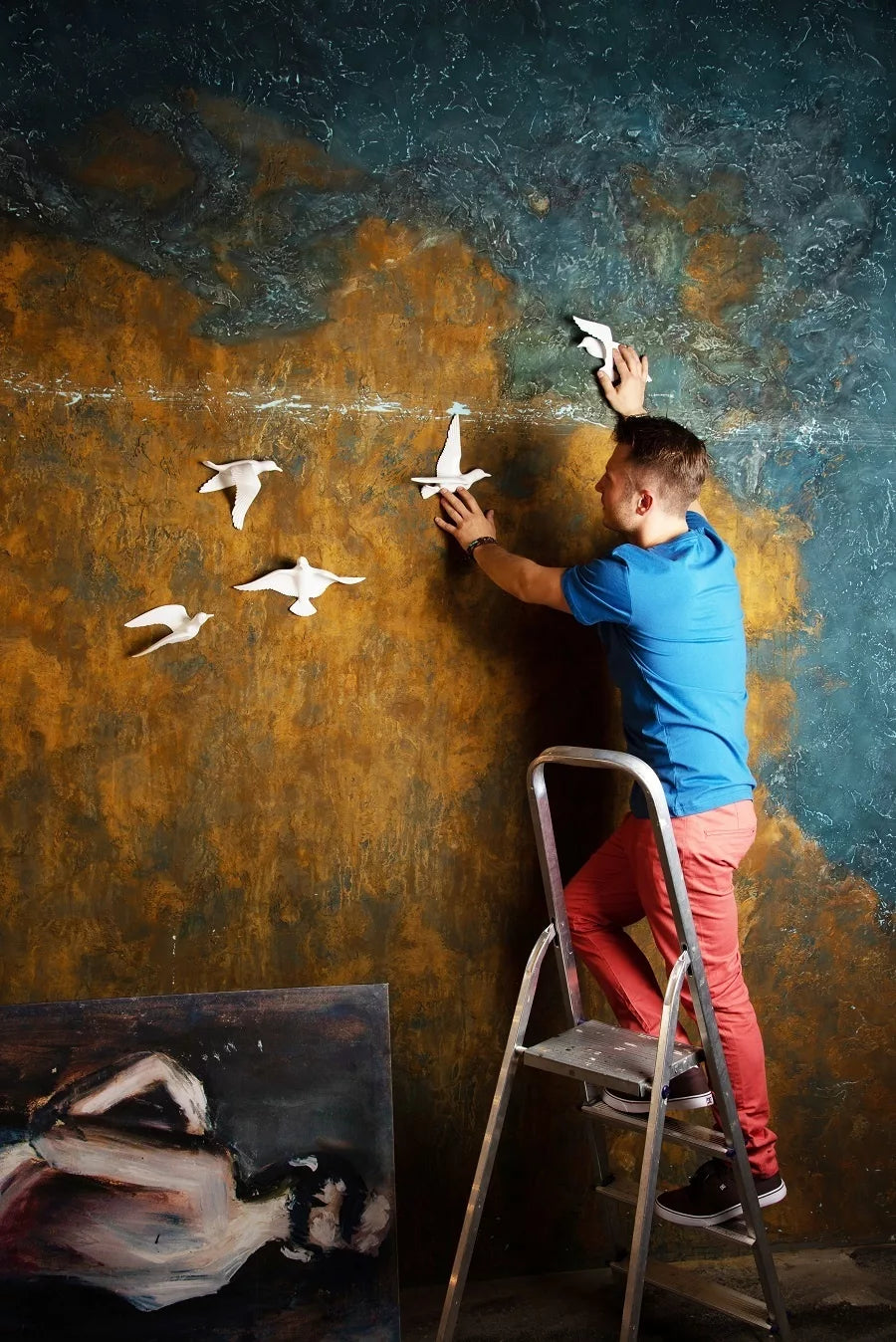 White Pigeon Wall Decor- Flying Birds - 100% Made From Brass