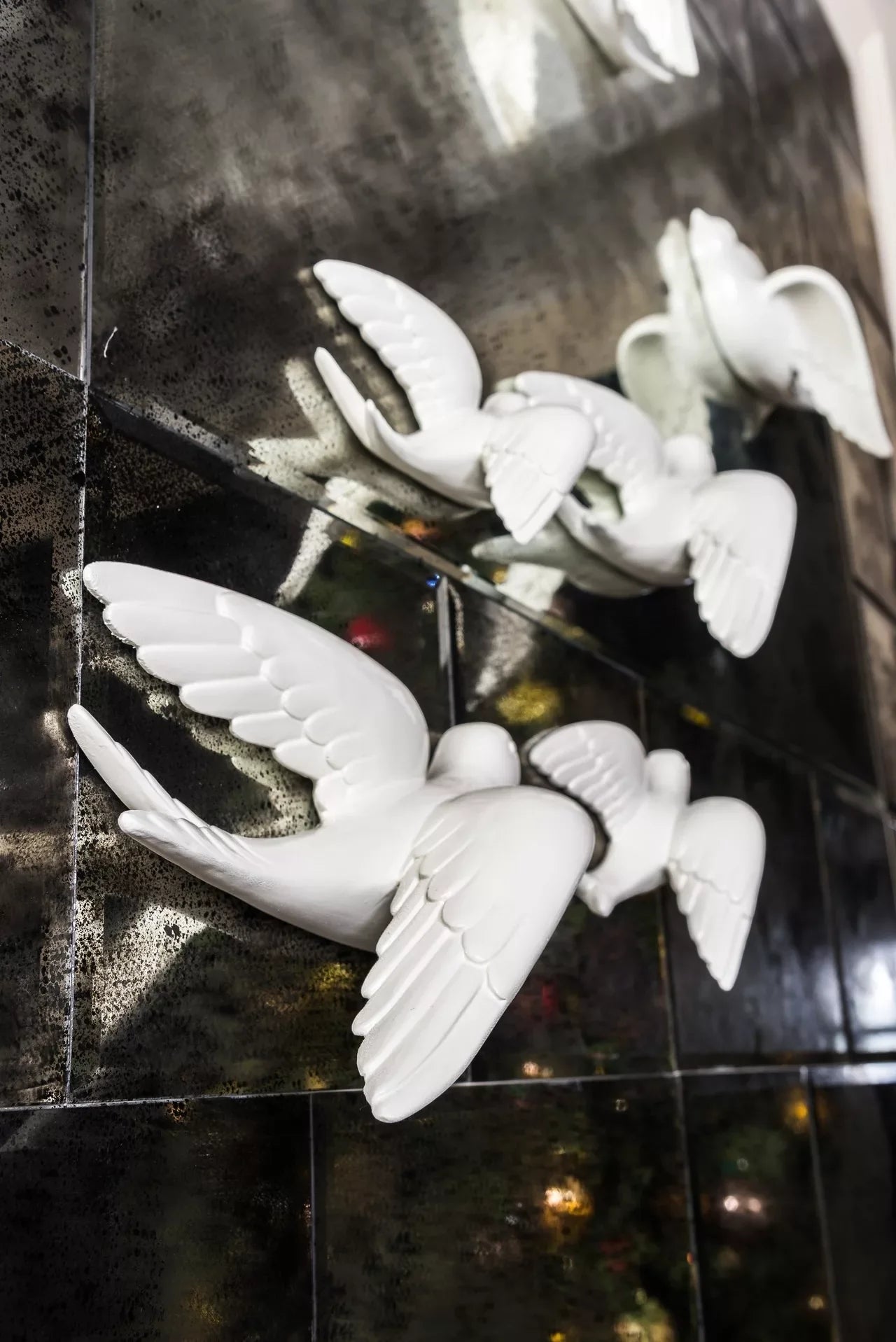 White Swallows - Flying Birds - 100% Made From Brass
