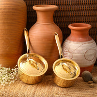 Hammered Brass Saucepan with Brass Lid | Non Toxic | Sustainable Kitchenware