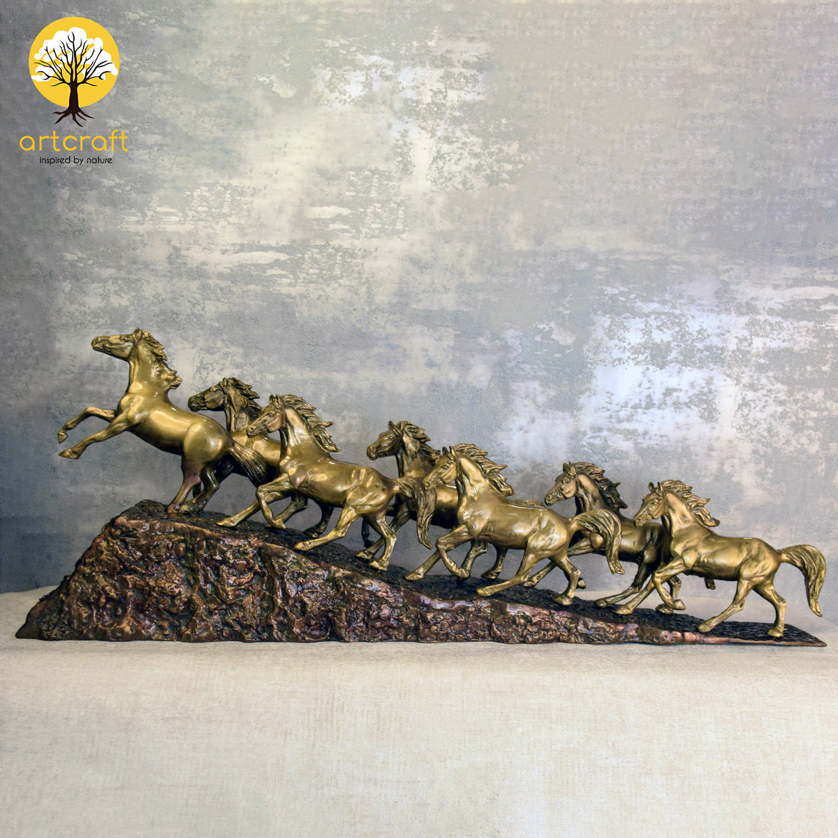 7 RUNNING HORSES TABLE DECOR - 100% MADE FROM BRASS