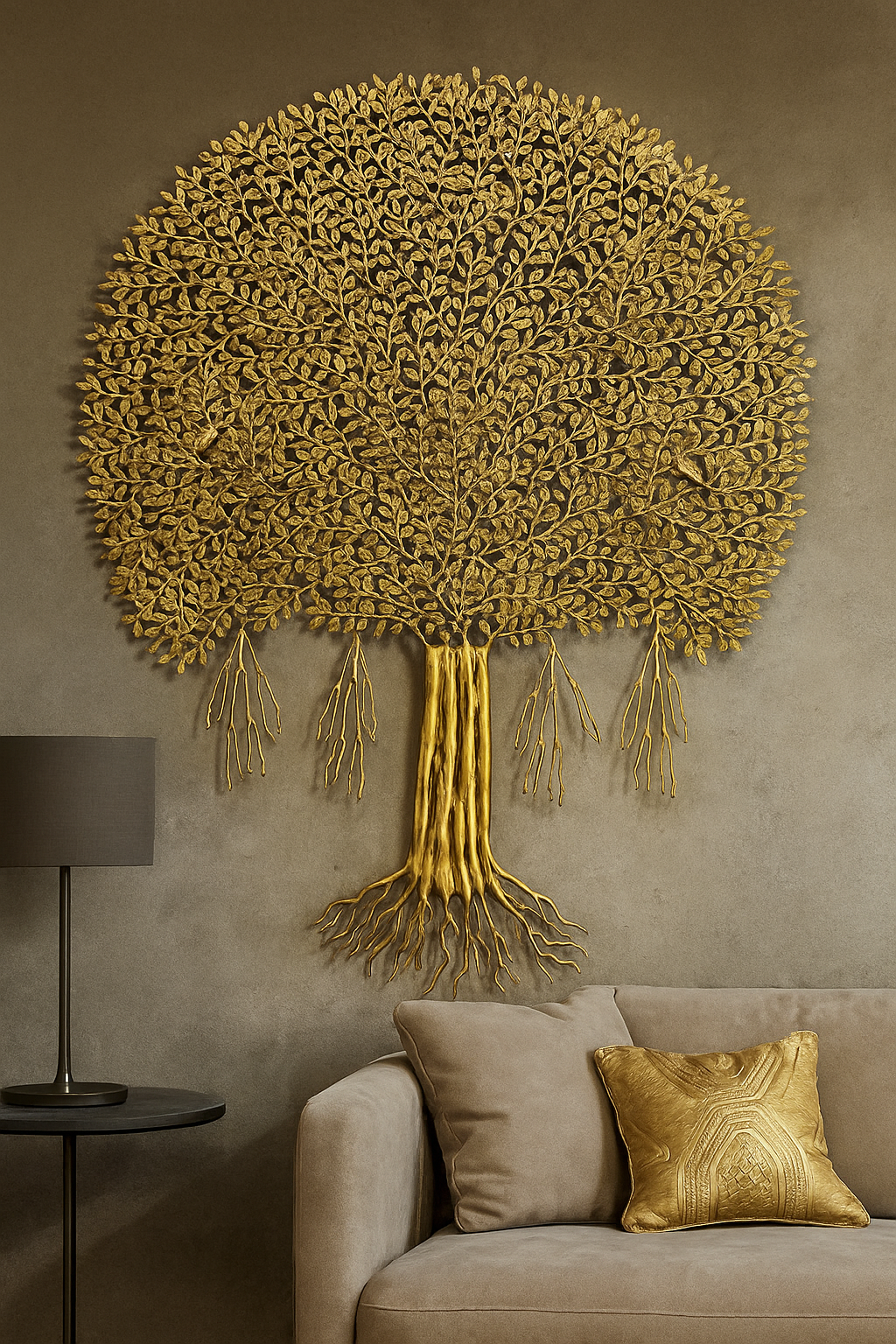 ARTVARKO Albero Kalpavriksha Diya In Ottone Su Loto - 12,7x10,2x15,2 Cm, 880g - Lampada A Olio Tradizionale Per Puja E Decorazione
