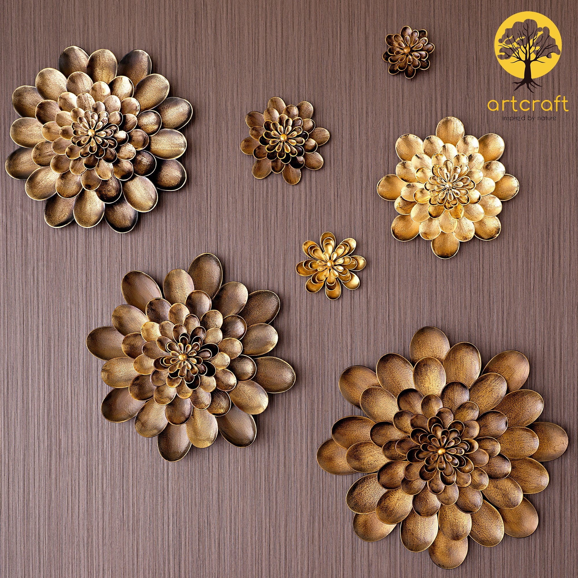 Dalhia Wall Flower Decor - 100% Made From Brass