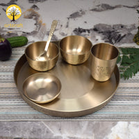 Emperor - Set of 6 Kansa Utensils Thali 11inches (28cms)