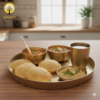 Emperor - Set of 6 Kansa Utensils Thali 11inches (28cms)