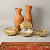 Flat Base Brass Kadhai with Brass Lid | Naturally non stick | Non Toxic | Plain