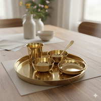 Victoria- Set of 6 Kansa Utensils Thali 11inches (28cms)