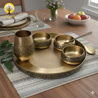 Elegant - Set of 6 Kansa Utensils Thali 11inches (28cms)