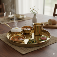 Kalpavriksham - Set of 6 Kansa Utensils Thali 11inches (28cms)