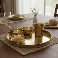 Kalpavriksham - Set of 6 Kansa Utensils Thali 11inches (28cms)