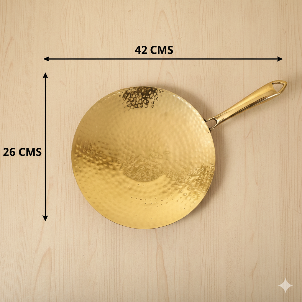 Hammered Brass Tawa with Brass Handle | Non-Toxic & Sustainable