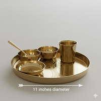 Kalpavriksham - Set of 6 Kansa Utensils Thali 11inches (28cms)