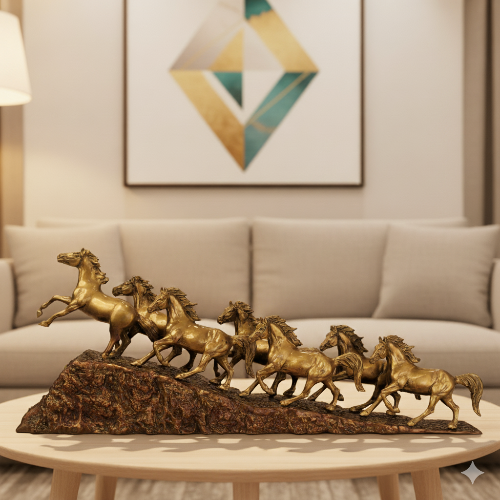 7 RUNNING HORSES TABLE DECOR - 100% MADE FROM BRASS