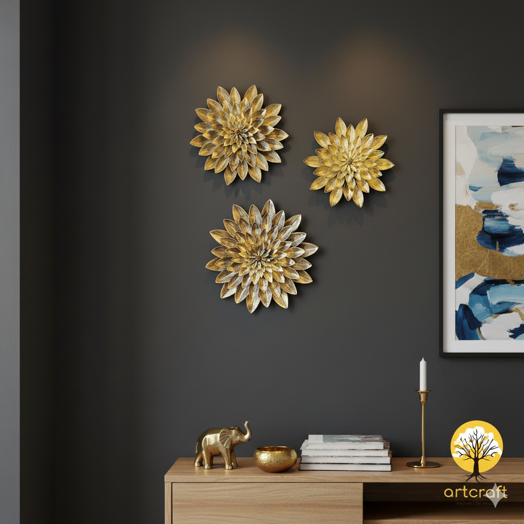 Chrysanthemum Wall Flower Decor - 100% Made From Brass