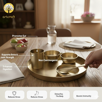 Royal Luxe- Set of 6 Kansa Utensils Thali 11inches (28cms)