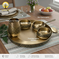 Elegant - Set of 6 Kansa Utensils Thali 11inches (28cms)