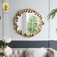Golden Leaf Wall Mirror - 100% Made From Brass