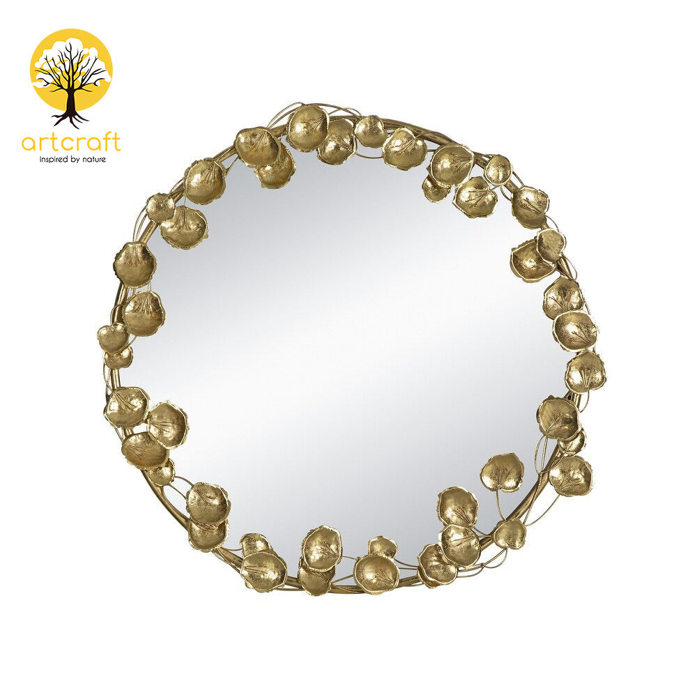 Golden Leaf Wall Mirror - 100% Made From Brass