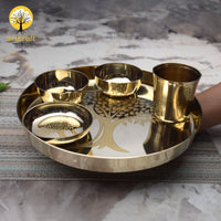 Kalpavriksham - Set of 6 Kansa Utensils Thali 11inches (28cms)