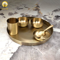 Royal Luxe- Set of 6 Kansa Utensils Thali 11inches (28cms)