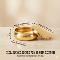 Brass Roti Box / Chapati Box | Hammered Box | Non Toxic